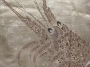 アンティーク　伊勢海老模様肩裏本場村山泥大島紬男物羽織